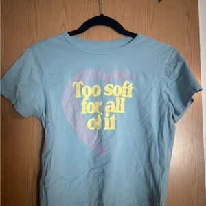 Taylor Swift Blue Crop Top with Yellow Text